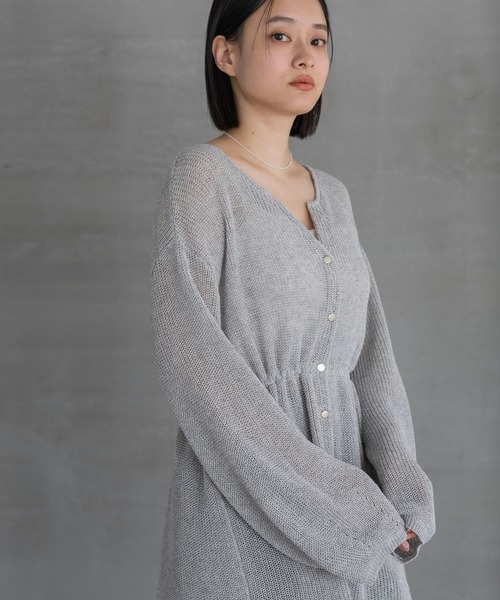 A part by（アパートバイ）の「リネンコンドロストカーディガン（カーディガン/ボレロ・レディース・ネイビー/アイボリー/グレー系その他2・FREE）」の11枚目の写真
