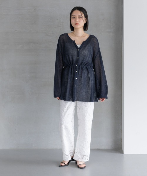 A part by（アパートバイ）の「リネンコンドロストカーディガン（カーディガン/ボレロ・レディース・ネイビー/アイボリー/グレー系その他2・FREE）」の17枚目の写真