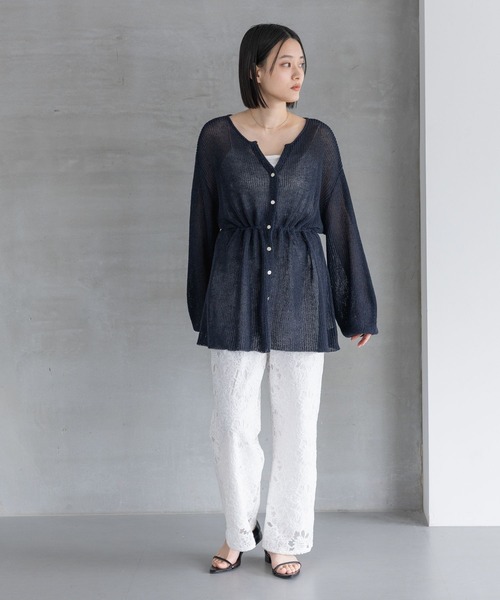 A part by（アパートバイ）の「リネンコンドロストカーディガン（カーディガン/ボレロ・レディース・ネイビー/アイボリー/グレー系その他2・FREE）」の19枚目の写真