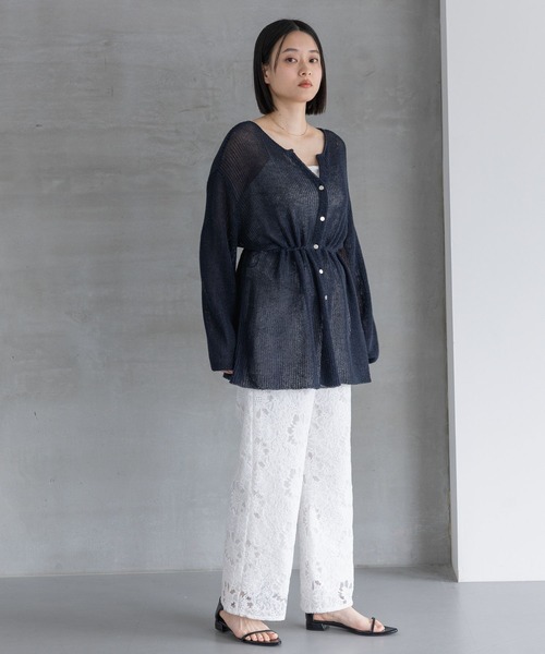 A part by（アパートバイ）の「リネンコンドロストカーディガン（カーディガン/ボレロ・レディース・ネイビー/アイボリー/グレー系その他2・FREE）」の20枚目の写真