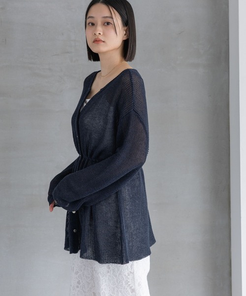 A part by（アパートバイ）の「リネンコンドロストカーディガン（カーディガン/ボレロ・レディース・ネイビー/アイボリー/グレー系その他2・FREE）」の21枚目の写真