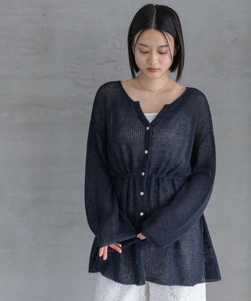 A part by（アパートバイ）の「リネンコンドロストカーディガン（カーディガン/ボレロ・レディース・ネイビー/アイボリー/グレー系その他2・FREE）」の22枚目の写真