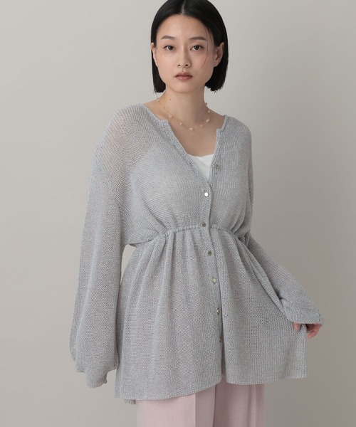 A part by（アパートバイ）の「リネンコンドロストカーディガン（カーディガン/ボレロ・レディース・ネイビー/アイボリー/グレー系その他2・FREE）」の14枚目の写真