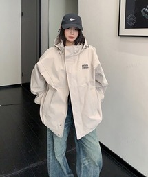 Dalfwin（ダールフィン）の「韓国ファッション OISIS刺繍ロゴフード付きウインドブレーカー（ナイロンジャケット）」