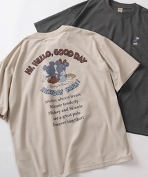 【71】【Disney/ディズニー】ミッキーマウス&ミニーマウス クールマックス 梨地 フロント&バックプリント クルーネックTシャツ/ユニセックス/レディース/メンズ