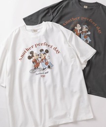 Disney（ディズニー）の「【71】【Disney/ディズニー】ミッキーマウス＆ミニーマウス クールマックス 梨地 フロント＆バックプリント クルーネックTシャツ/ユニセックス/レディース/メンズ（Tシャツ/カットソー）」