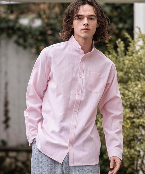 CAMBIO（カンビオ）の「ms6470- ミニスタンドカラーLSシャツ(BP-BFS0118)（シャツ/ブラウス・メンズ・ピンク/ベージュ/サックスブルー/オフホワイト・S/L/M）」の4枚目の写真