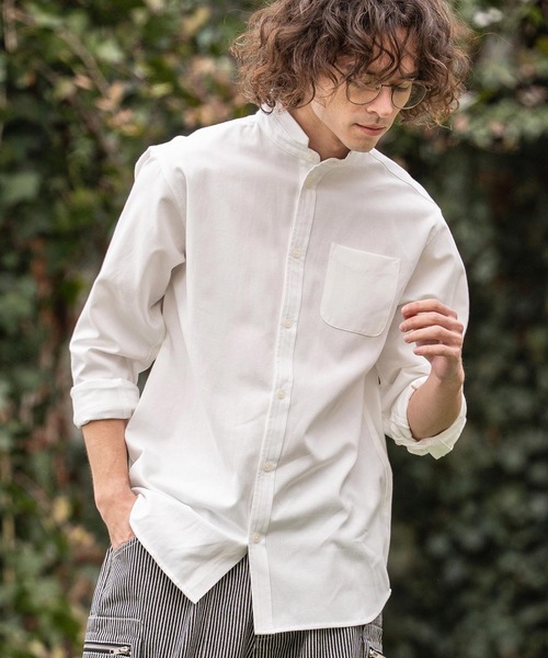 CAMBIO（カンビオ）の「ms6470- ミニスタンドカラーLSシャツ(BP-BFS0118)（シャツ/ブラウス・メンズ・ピンク/ベージュ/サックスブルー/オフホワイト・S/L/M）」の7枚目の写真