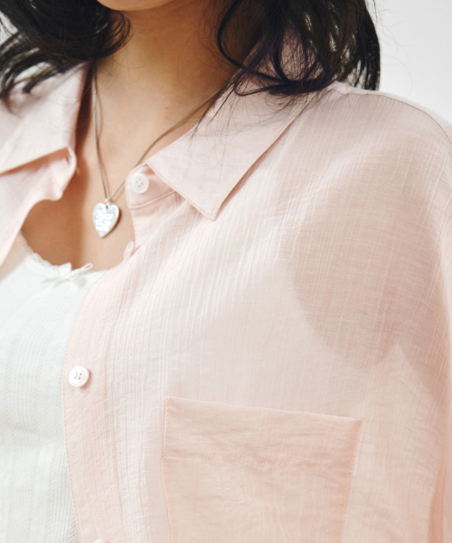 MONGDOL(モンドル)の「テンセルシースルールーズフィットシャツライトピンクMDSH019LPINK(シャツ/ブラウス・レディース・その他・F)」の3枚目の写真