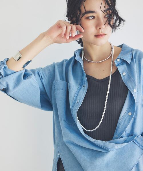 NAVYNAVY(ネイビーネイビー)の「【365ユーティリティ】マルチWAYシアーデニムシャツ(シャツ/ブラウス・レディース・ネイビー/ブルー・FREE)」の2枚目の写真