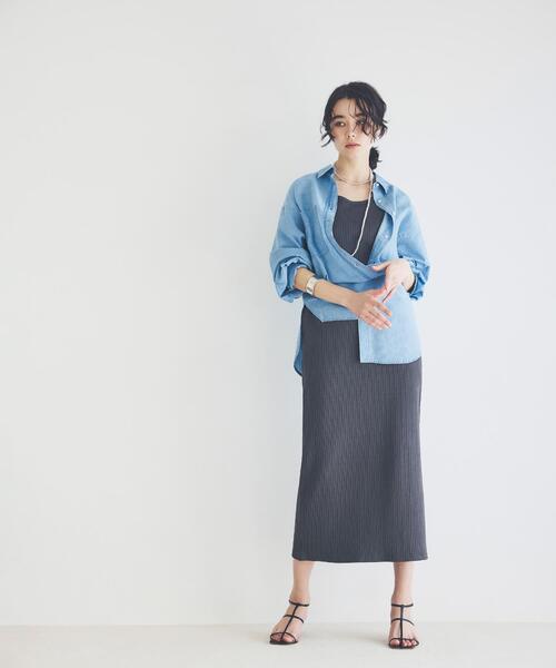 NAVYNAVY(ネイビーネイビー)の「【365ユーティリティ】マルチWAYシアーデニムシャツ(シャツ/ブラウス・レディース・ネイビー/ブルー・FREE)」の4枚目の写真