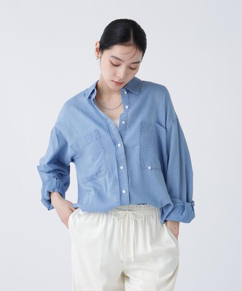 NAVYNAVY(ネイビーネイビー)の「【365ユーティリティ】マルチWAYシアーデニムシャツ(シャツ/ブラウス・レディース・ネイビー/ブルー・FREE)」の6枚目の写真