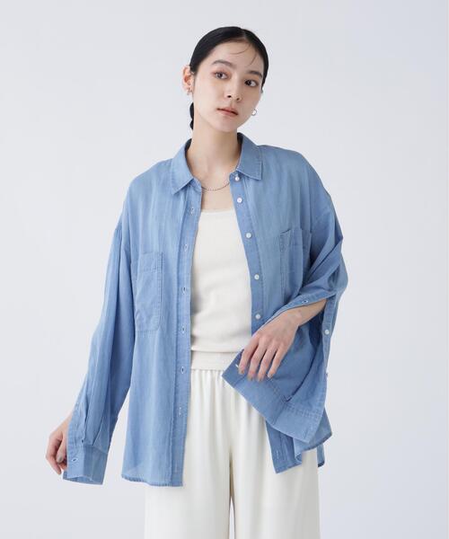 NAVYNAVY(ネイビーネイビー)の「【365ユーティリティ】マルチWAYシアーデニムシャツ(シャツ/ブラウス・レディース・ネイビー/ブルー・FREE)」の8枚目の写真