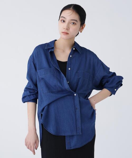 NAVYNAVY(ネイビーネイビー)の「【365ユーティリティ】マルチWAYシアーデニムシャツ(シャツ/ブラウス・レディース・ネイビー/ブルー・FREE)」の12枚目の写真