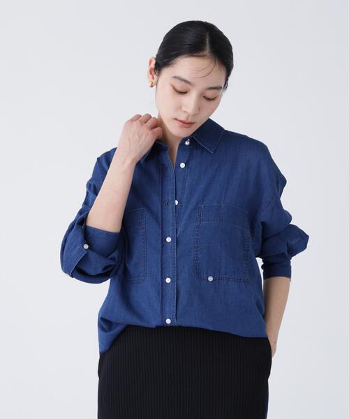 NAVYNAVY(ネイビーネイビー)の「【365ユーティリティ】マルチWAYシアーデニムシャツ(シャツ/ブラウス・レディース・ネイビー/ブルー・FREE)」の13枚目の写真