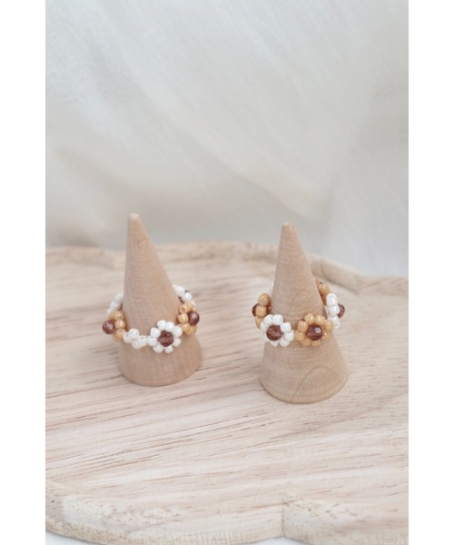 tone（トーン）の「【月照】フラワービーズリング(MA)（リング・レディース・モカ/ベージュ/イエロー/オレンジ・FREE）」の8枚目の写真