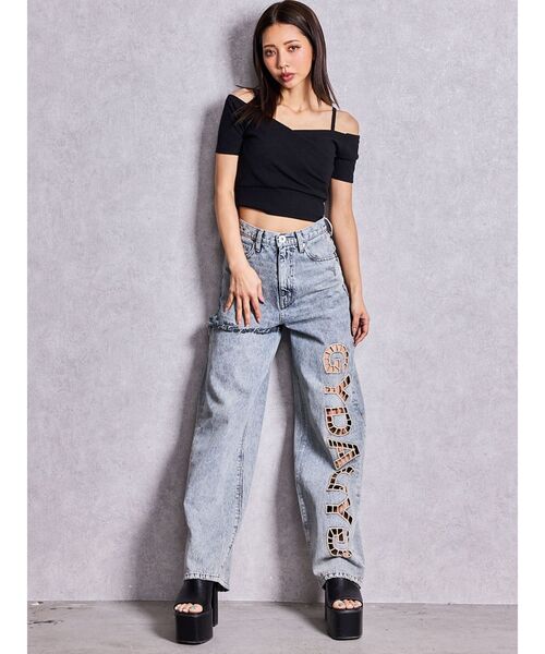 GYDA(ジェイダ)の「ラメテレコハーフスリーブカシュクールオフショルショートトップス(Tシャツ/カットソー・レディース・オフホワイト/グレー/ブラック・FREE)」の21枚目の写真