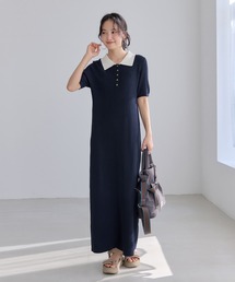 VIS | ポロ襟ニットワンピース(ワンピース)