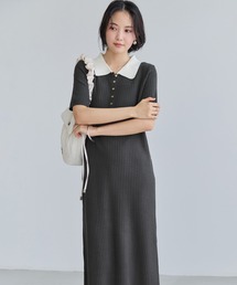 VIS（ビス）の「ポロ襟ニットワンピース（ワンピース）」