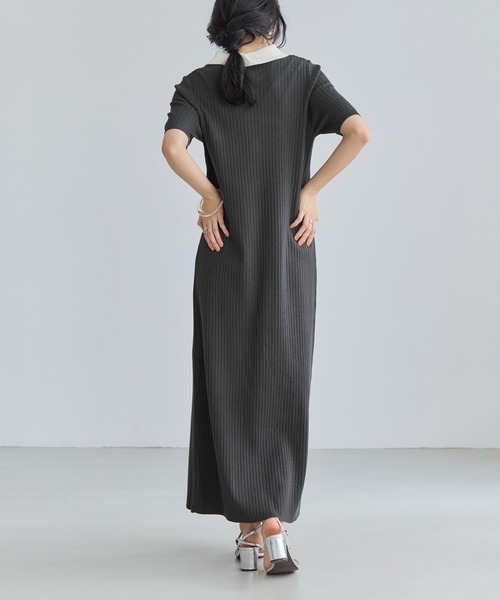 VIS（ビス）の「ポロ襟ニットワンピース（ワンピース・レディース・チャコールグレー/ネイビー/ブラウン・FREE）」の15枚目の写真