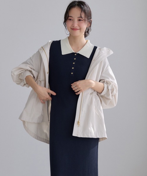 VIS（ビス）の「ポロ襟ニットワンピース（ワンピース・レディース・チャコールグレー/ネイビー/ブラウン・FREE）」の16枚目の写真