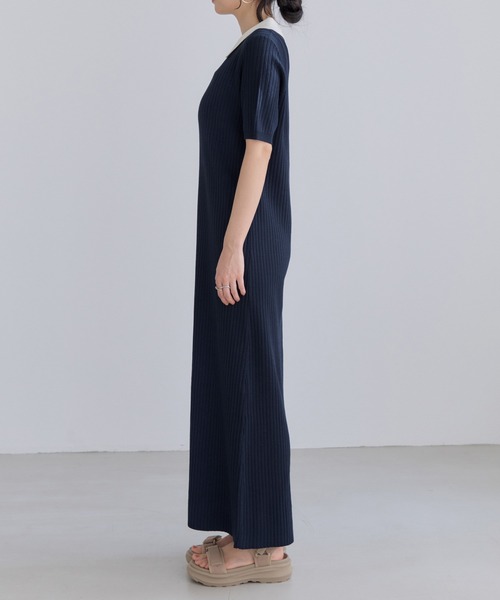 VIS（ビス）の「ポロ襟ニットワンピース（ワンピース・レディース・チャコールグレー/ネイビー/ブラウン・FREE）」の18枚目の写真