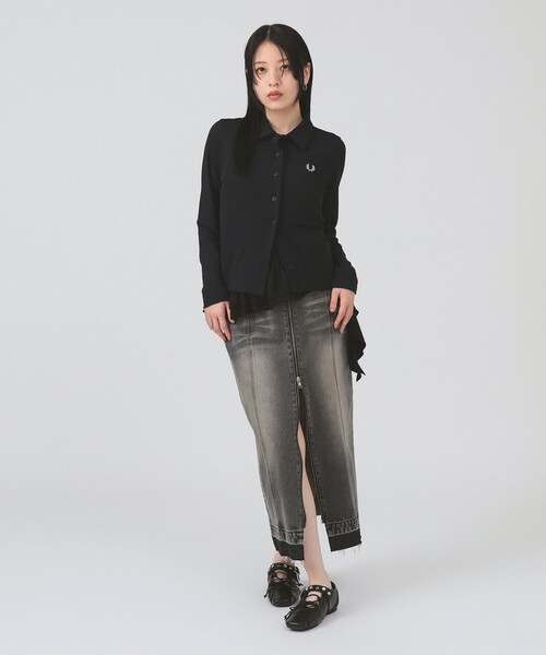 Ray BEAMS(レイビームス)の「【別注】FRED PERRY / ロングスリーブ ボタン ポロシャツ(Tシャツ/カットソー・レディース・ネイビー/サックスブルー・10)」の3枚目の写真