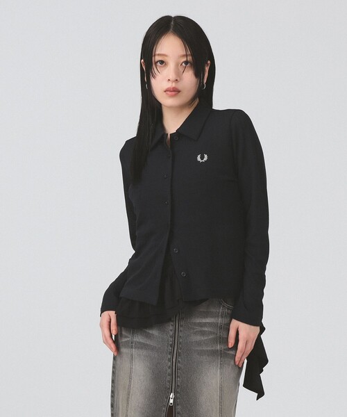 Ray BEAMS(レイビームス)の「【別注】FRED PERRY / ロングスリーブ ボタン ポロシャツ(Tシャツ/カットソー・レディース・ネイビー/サックスブルー・10)」の6枚目の写真