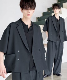 ASTRONOMY（アストロノミー）の「【セットアップ 2点セット】防シワシングル ダブルテーラード半袖シャツ+タックワイドストレートパンツ（セットアップ）」