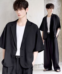 ASTRONOMY（アストロノミー）の「【セットアップ 2点セット】防シワシングル ダブルテーラード半袖シャツ+タックワイドストレートパンツ（セットアップ）」