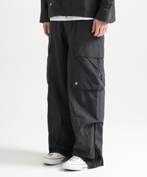 Nylon RIB Wide Pocket Pants - BLACK