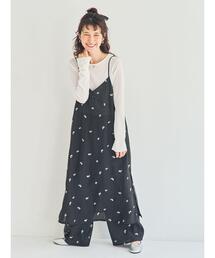 シアー楊柳刺繍キャミソールワンピース