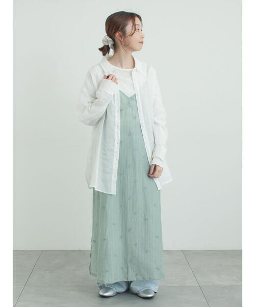 Samansa Mos2(サマンサ モスモス)の「シアー楊柳刺繍キャミソールワンピース(ワンピース・レディース・オフホワイト/ブラック/ミント・F)」の15枚目の写真