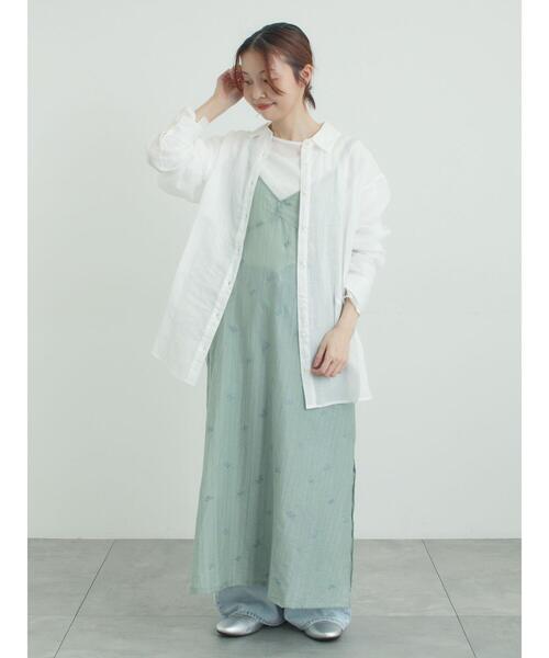 Samansa Mos2（サマンサ モスモス）の「シアー楊柳刺繍キャミソールワンピース（ワンピース・レディース・オフホワイト/ブラック/ミント・F）」の8枚目の写真