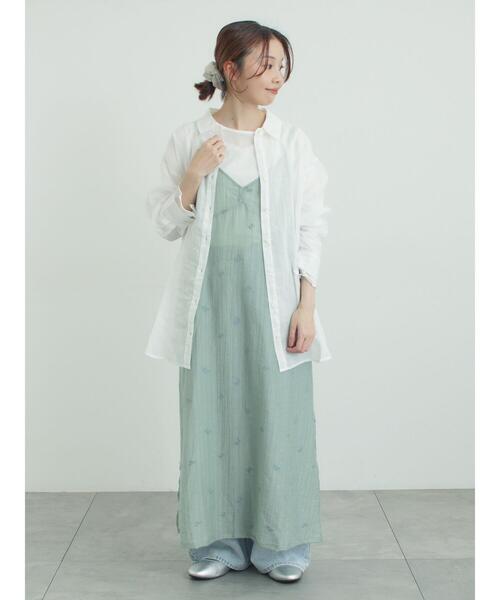 Samansa Mos2（サマンサ モスモス）の「シアー楊柳刺繍キャミソールワンピース（ワンピース・レディース・オフホワイト/ブラック/ミント・F）」の7枚目の写真
