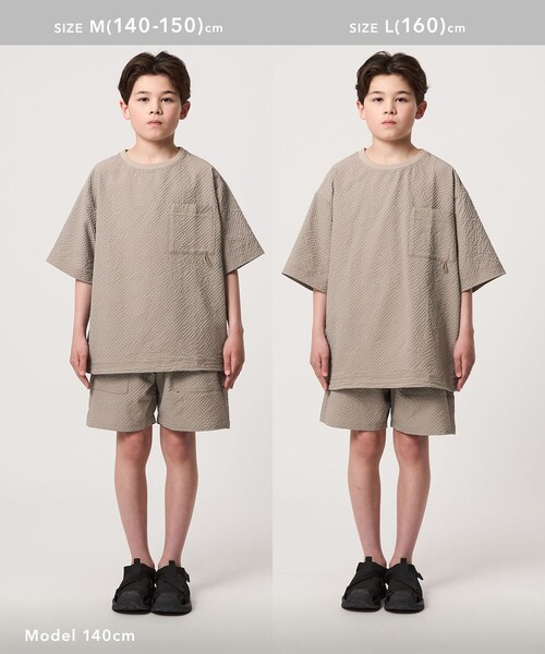 WILD THINGS（ワイルドシングス）の「【別注】＜WILD THINGS＞ ポケット プルオーバー Tシャツ / キッズ 140cm-160cm（Tシャツ/カットソー・キッズ・ブラック/ベージュ・M(140-150cm)/L(160cm)）」の6枚目の写真