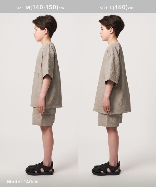 WILD THINGS（ワイルドシングス）の「【別注】＜WILD THINGS＞ ポケット プルオーバー Tシャツ / キッズ 140cm-160cm（Tシャツ/カットソー・キッズ・ブラック/ベージュ・M(140-150cm)/L(160cm)）」の7枚目の写真