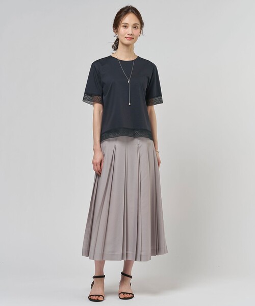 J.PRESS(ジェイプレス)の「エアリースパンボイル プリーツ スカート(スカート・レディース・グレー系/ネイビー系/ベージュ系・T13/T15/T17)」の21枚目の写真