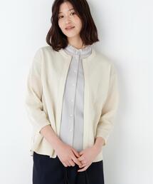 ◆【名品/ウォッシャブル/4カラー展開】ハイゲージギマ ジップアップクルーカーディガン