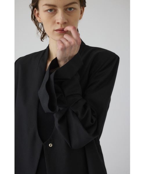 RIM.ARK(リムアーク)の「Twist sleeve light JK ツイストスリーブライトジャケット(ノーカラージャケット・レディース・ブラック/ベージュ・38/36)」の14枚目の写真