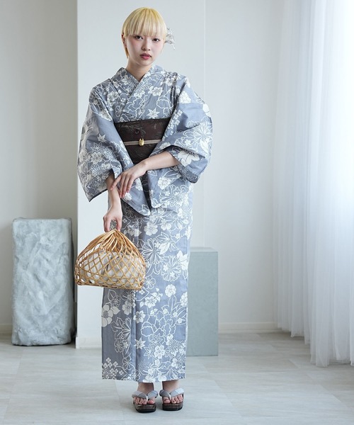 utatane 浴衣 ウタタネ 浴衣 単品 utatane 上品グレーの古典花（浴衣）｜utatane（ウタタネ
