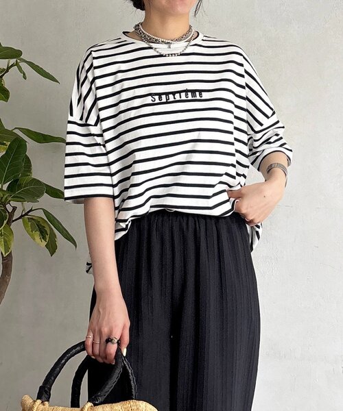 un dix cors（アンディコール）の「バックラインシルケットカットソー（Tシャツ/カットソー・レディース・ブラック/オフホワイト/ホワイト・FREE）」の2枚目の写真