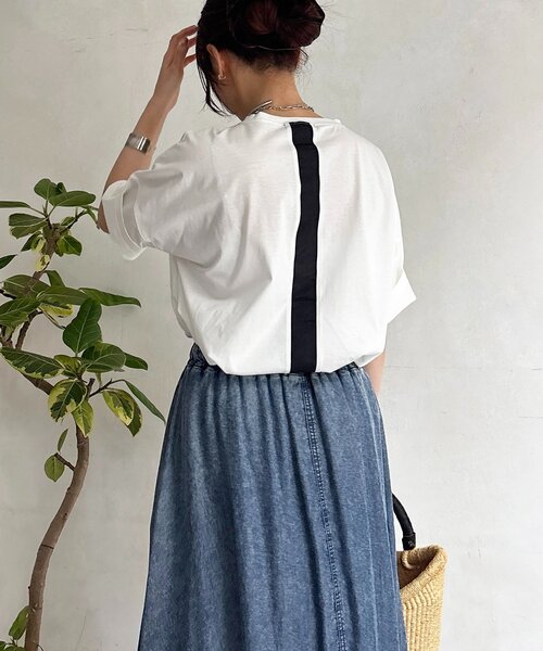 un dix cors（アンディコール）の「バックラインシルケットカットソー（Tシャツ/カットソー・レディース・ブラック/オフホワイト/ホワイト・FREE）」の5枚目の写真