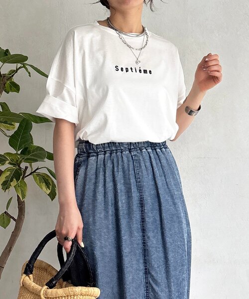 un dix cors（アンディコール）の「バックラインシルケットカットソー（Tシャツ/カットソー・レディース・ブラック/オフホワイト/ホワイト・FREE）」の7枚目の写真