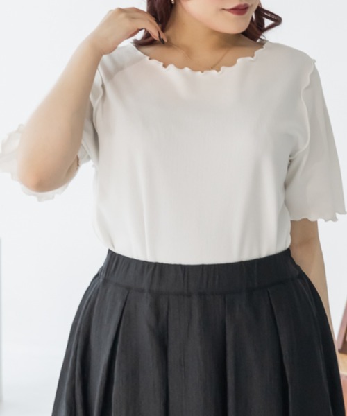 CLETTE(クレット)の「CLETTEオリジナル半袖メロープルオーバー(Tシャツ/カットソー・レディース・オフホワイト/その他/ブラック・4L/3L/LL)」の4枚目の写真