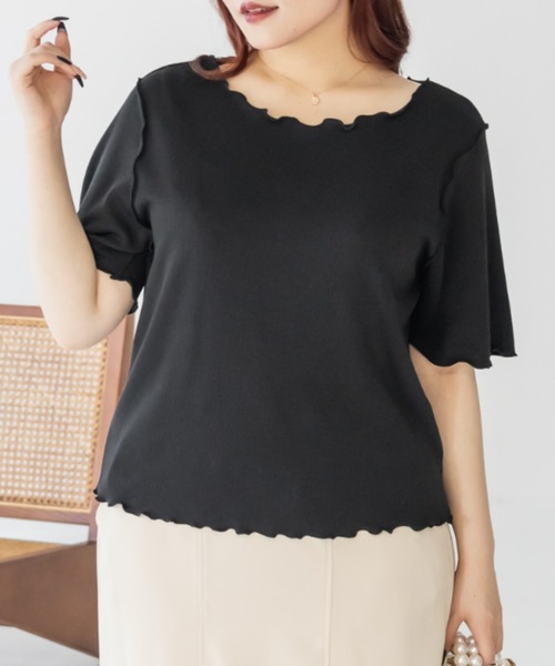 CLETTE(クレット)の「CLETTEオリジナル半袖メロープルオーバー(Tシャツ/カットソー・レディース・オフホワイト/その他/ブラック・4L/3L/LL)」の7枚目の写真