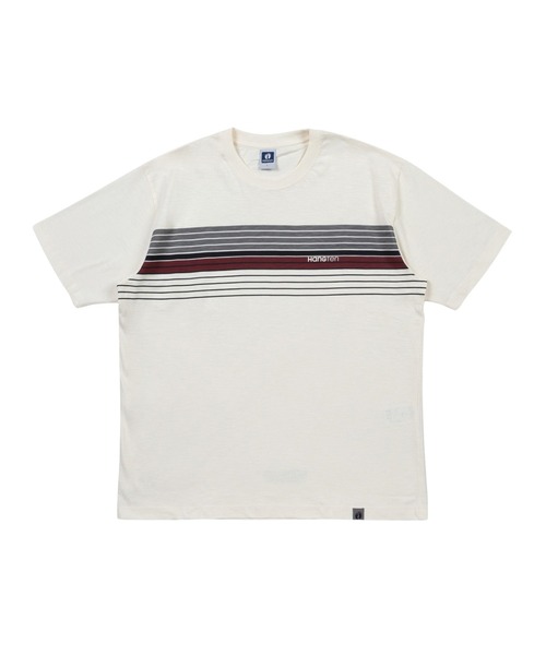 HANGTEN(ハンテン)の「【HANGTEN/ハンテン】スラブ天竺パネルプリントTシャツ/ボーダー柄 サーフ系 リラックス 夏(Tシャツ/カットソー・メンズ・ネイビー/アイボリー/モカ・X-LARGE/LARGE/MEDIUM)」の4枚目の写真