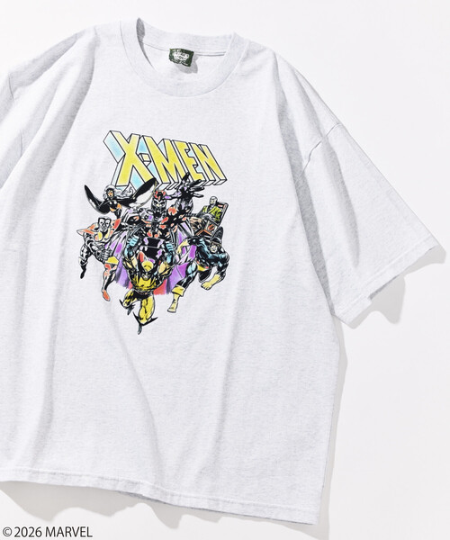 MARVEL/マーベル/X-MEN/クルーネックTシャツ/静電フロッキー加工（T