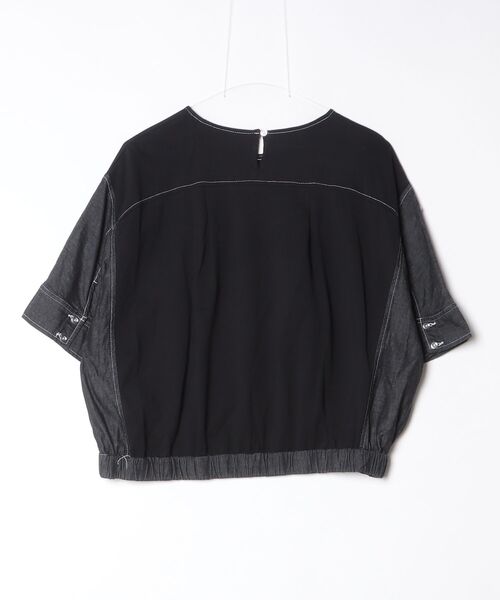 A.N.L(エーエヌエル レーベル)の「A.N.L デニム切替ロゴ半袖カットソー(Tシャツ/カットソー・レディース・ブラック/インディゴブルー・38)」の21枚目の写真