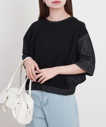 A.N.L デニム切替ロゴ半袖カットソー